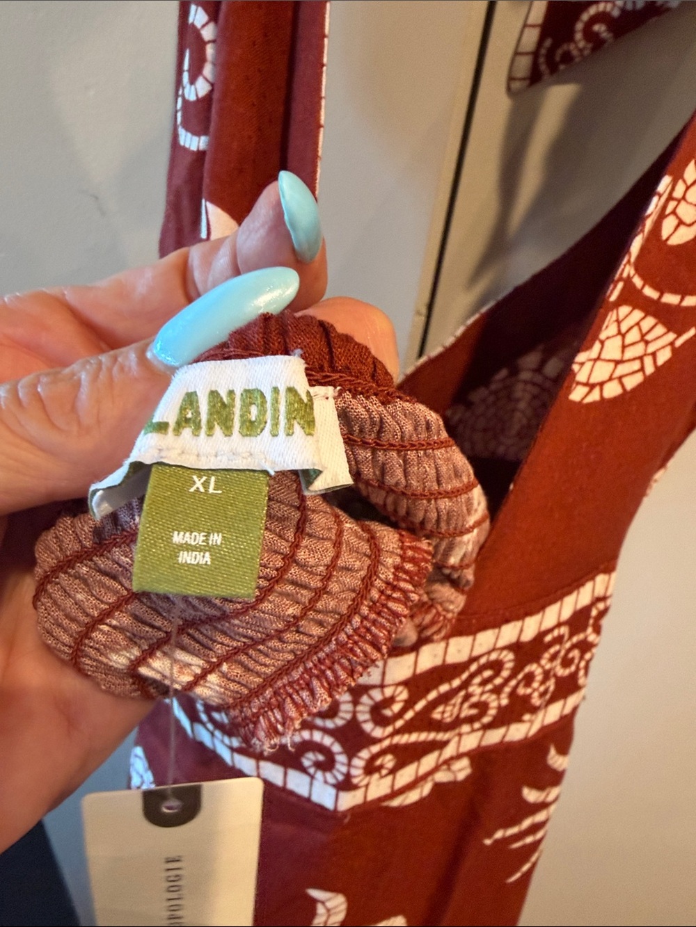 Anthropologie Rust Brown Maxi Dress with White Print - Picture 3 of 5